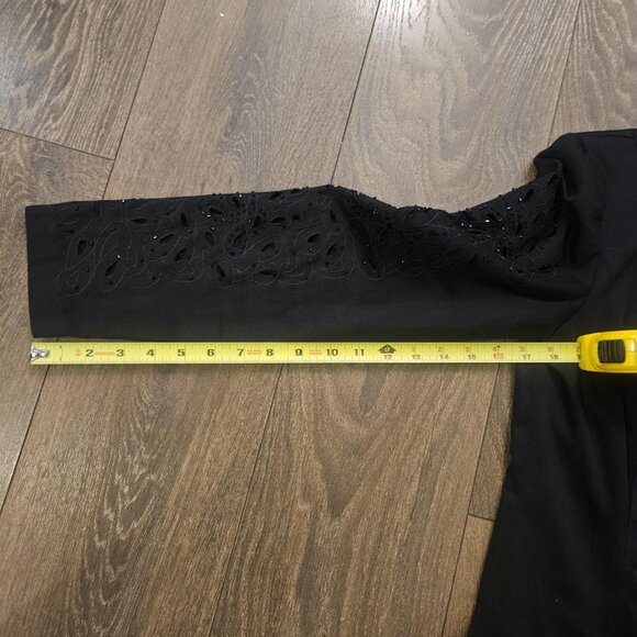 Vintage Joseph Ribkoff Trends Black Laser Cut Embellished Cotton Jacket Size 6 - Picture 12 of 16